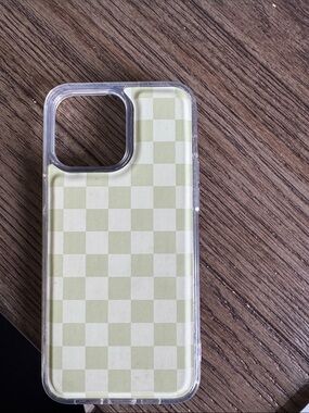 Clear Checkered Light Green iPhone Case - Walli Case iPhone 15 pro max
